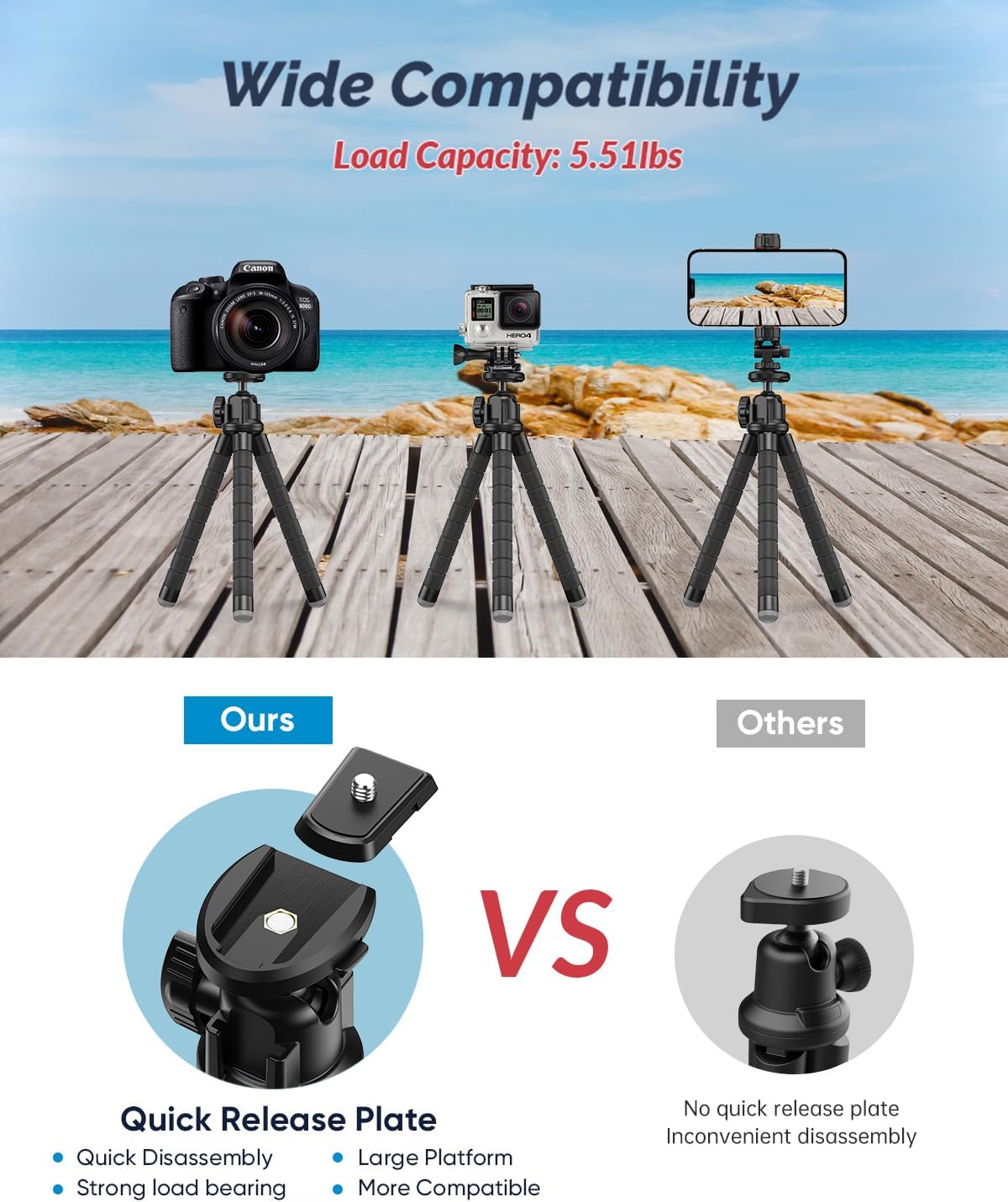 APEXEL Phone Tripod Portable and Flexible Phone Tripod