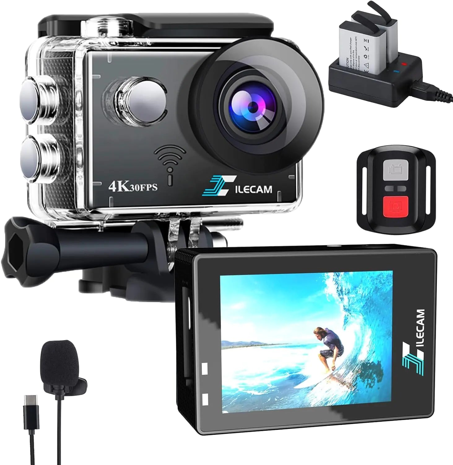 Xilecam Action Camera 4K WiFi/ 2.4 G Remote Control